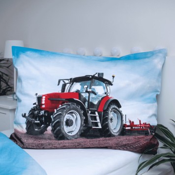 Tractor glow in the dark bedding set Red 140×200cm, 70x90 cm