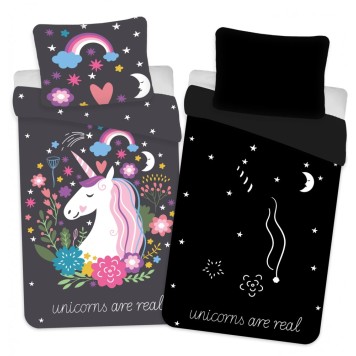 Unicorn Glow in the Dark Bedding Set 140×200cm, 70x90 cm