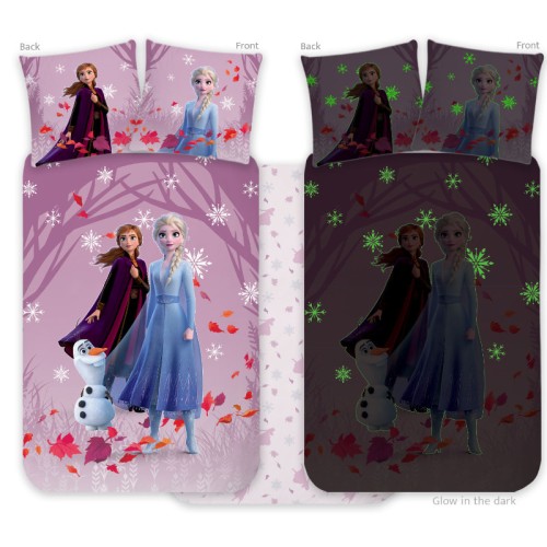 Disney Frozen Purple glow in the dark toddler duvet cover 100x135cm, 40x60cm