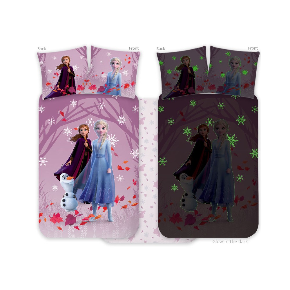 Disney Frozen Purple glow in the dark toddler duvet cover 100x135cm, 40x60cm