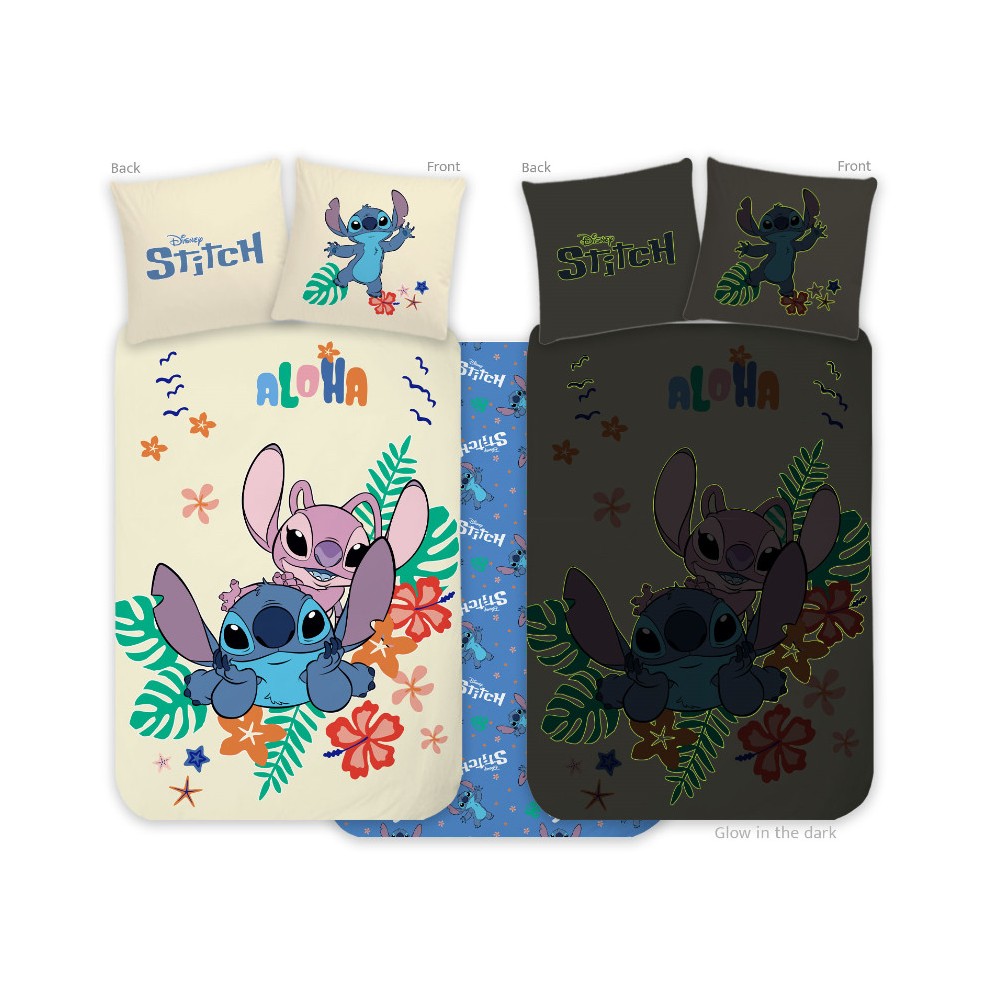 Disney Lilo and Stitch Aloha glow-in-the-dark children's bedding set 100x135cm, 40x60cm