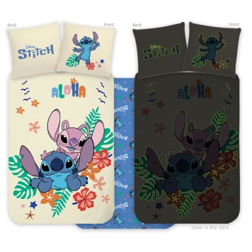 Disney Lilo and Stitch Aloha glow-in-the-dark children's bedding set 100x135cm, 40x60cm