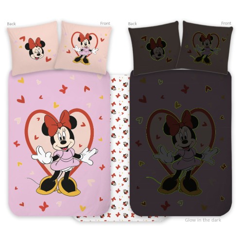 Disney Minnie  Heart glow in the dark children's bedding set 100x135cm, 40x60cm