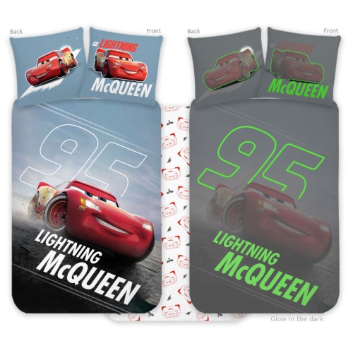 Disney Cars glow-in-the-dark children's bedding set for kindergarten, 100x135cm, 40x60cm
