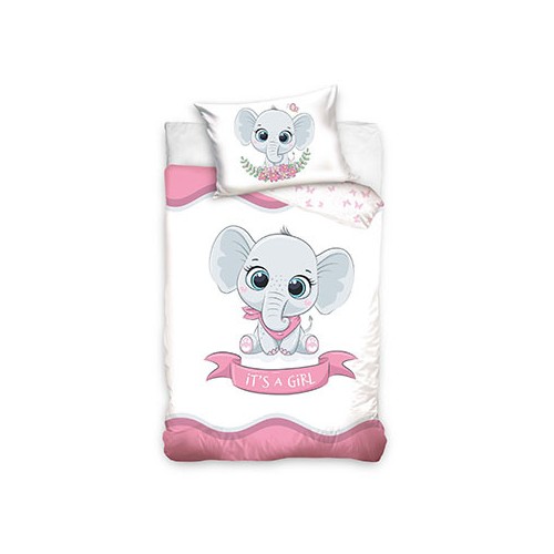Elephant It's a Girl children's bedding set 90x120 cm, 40x60 cm
