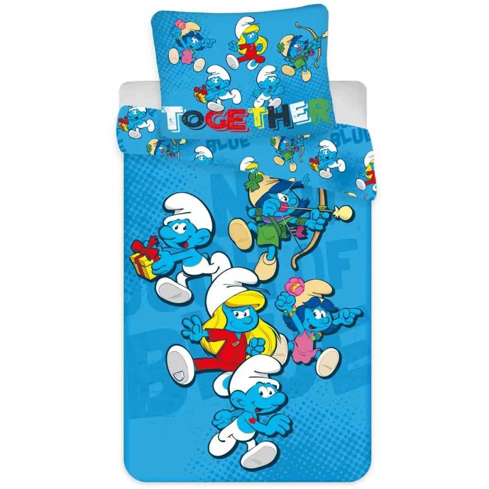 Smurfs Together children's bedding set 100×140 cm, 40×45 cm