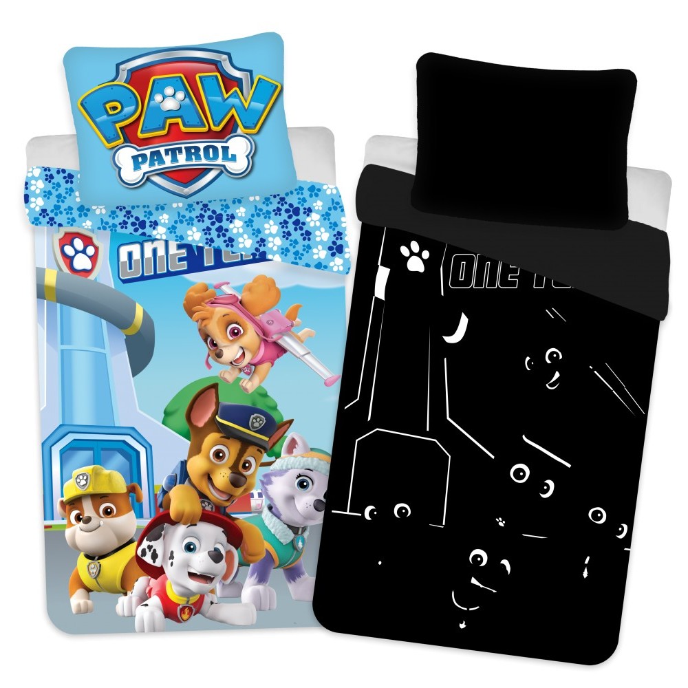 Paw Patrol Glow-in-the-dark children's bedding set 100x135cm, 40x60cm