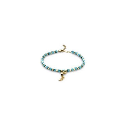Victoria Gold-colored blue beaded bracelet