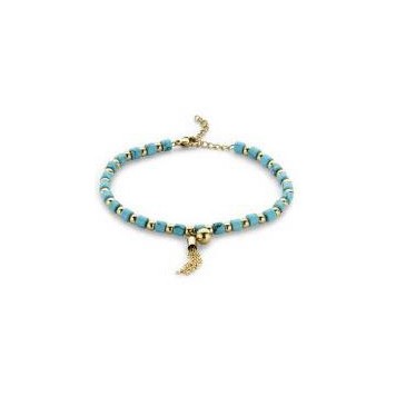 Victoria Gold-colored blue beaded bracelet