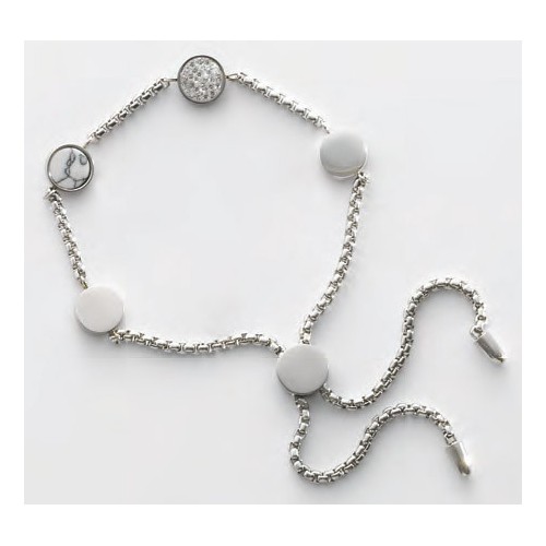 Victoria Silver Colored Stone Bracelet with White Pattern