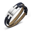 Victoria Silver Colored Black Leather Bracelet