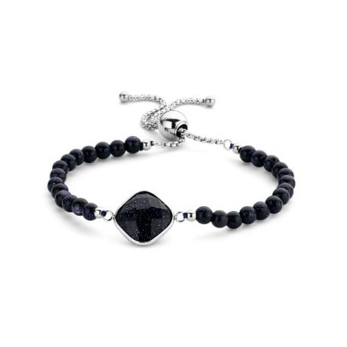 Victoria Silver colored black stoned, beaded bracelet