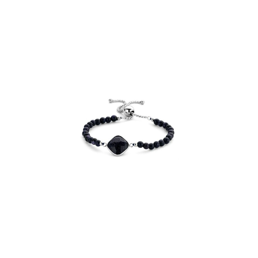 Victoria Silver colored black stoned, beaded bracelet