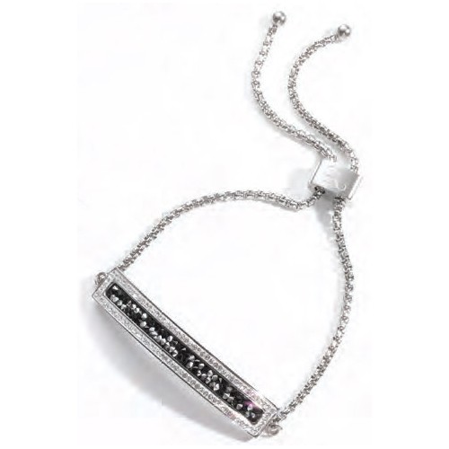 Victoria Silver Color Black and White Stone Bracelet