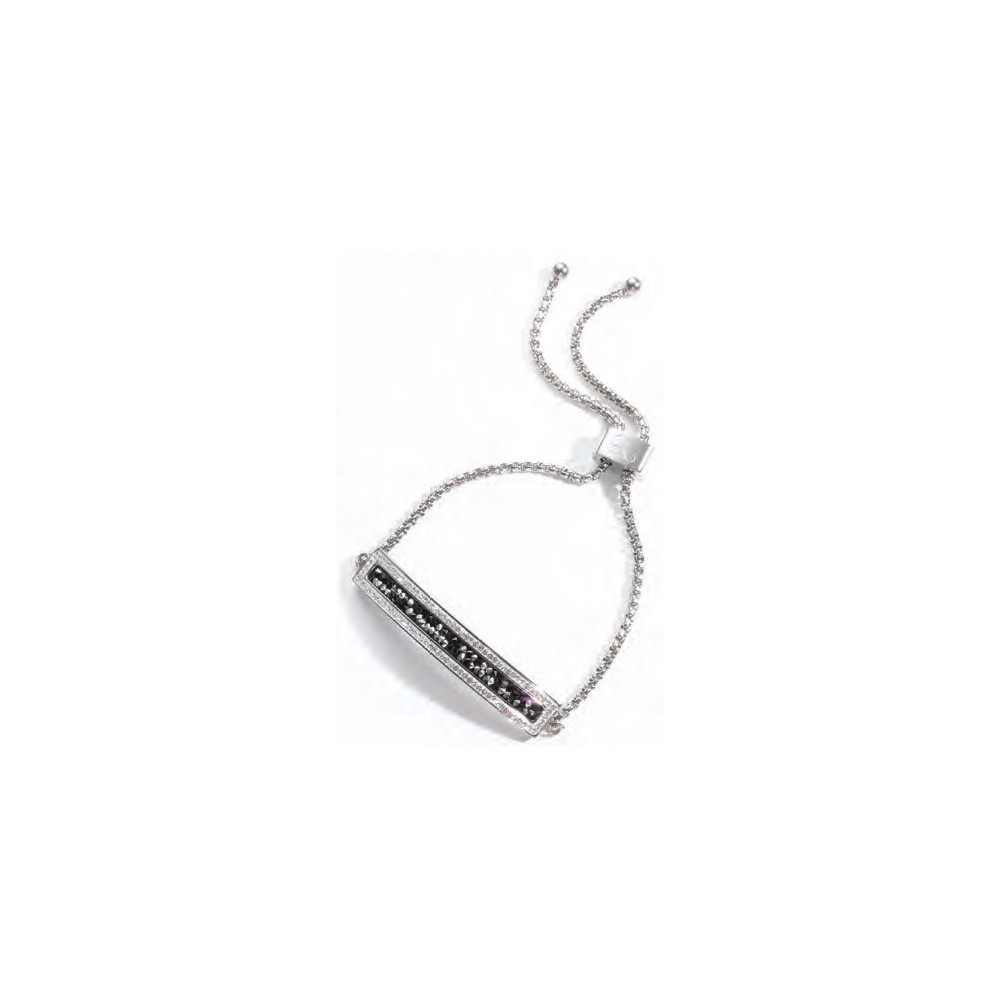 Victoria Silver Color Black and White Stone Bracelet