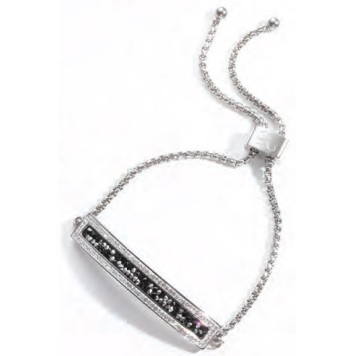 Victoria Silver Color Black and White Stone Bracelet