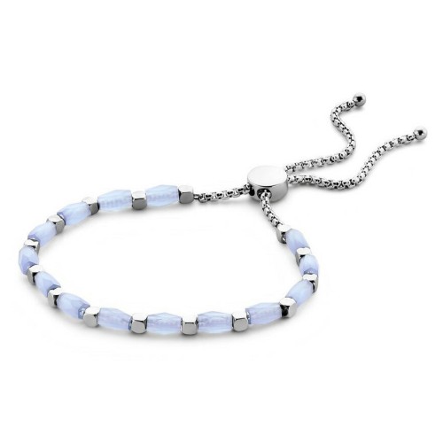 Victoria Silver-Colored Blue Beaded Bracelet
