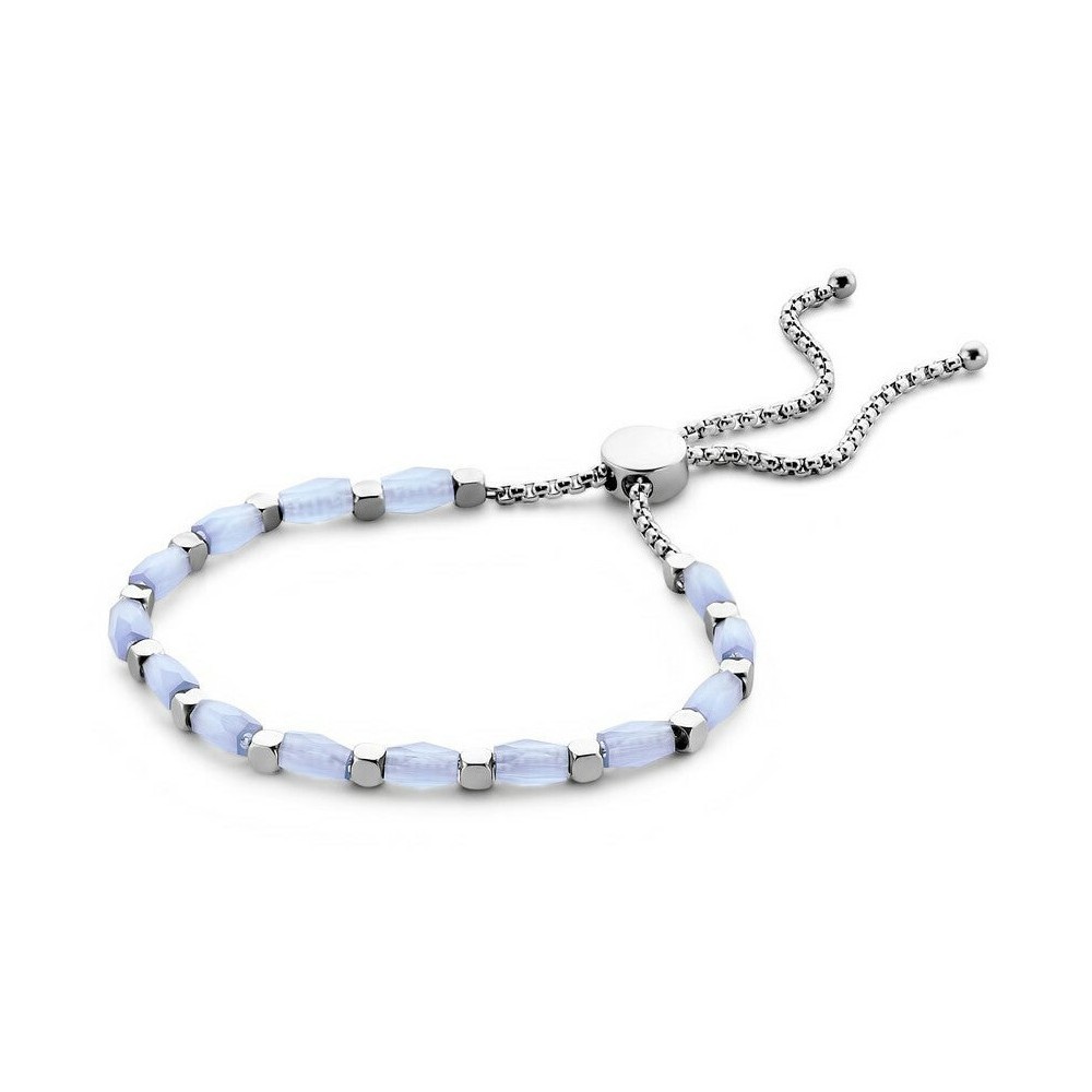 Victoria Silver-Colored Blue Beaded Bracelet
