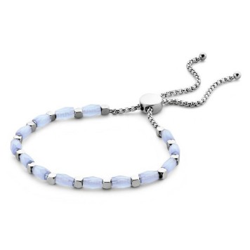 Victoria Silver-Colored Blue Beaded Bracelet