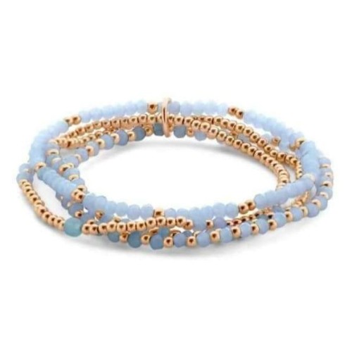 Victoria Rose gold colored blue beaded bracelet