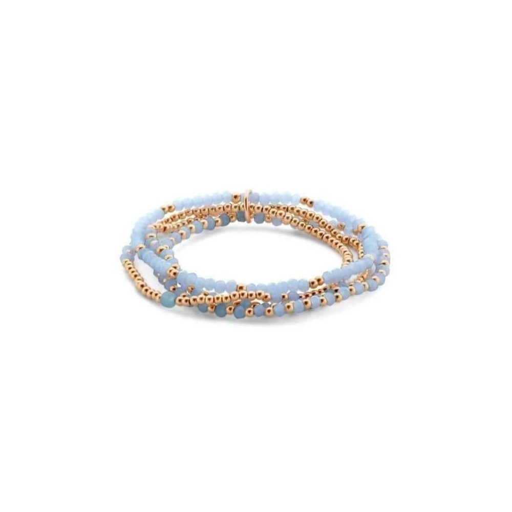 Victoria Rose gold colored blue beaded bracelet