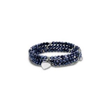 Victoria Heart Pendant Blue Beaded Bracelet