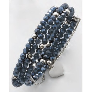 Victoria Heart Pendant Blue Beaded Bracelet
