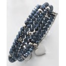 Victoria Heart Pendant Blue Beaded Bracelet