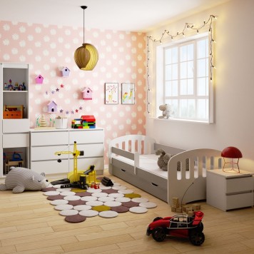 Łóżko dziecięce 180x80 PLAY ze stelażem i materacem szare