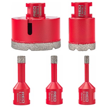 Zestaw 5 OTWORNIC Koronek 6-68 mm Otwornica Diamentowa Adapter HEX M14 RTZOD0045