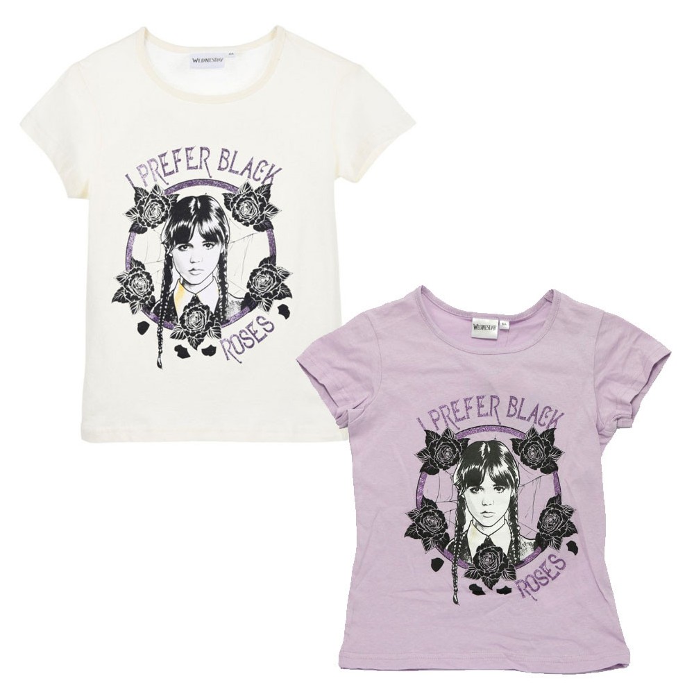 Wednesday Black Roses children's short t-shirt, top 6-12 years