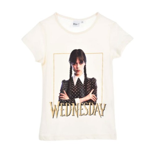 Wednesday Gloomy White children's short t-shirt, top 10 years / 140 cm