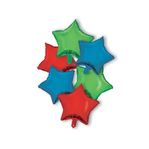 Colour Red Blue Green Star Star Foil Balloon 6 pcs set 46 cm