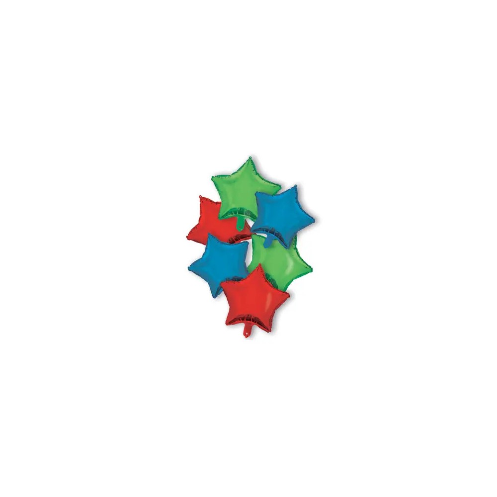 Colour Red Blue Green Star Star Foil Balloon 6 pcs set 46 cm