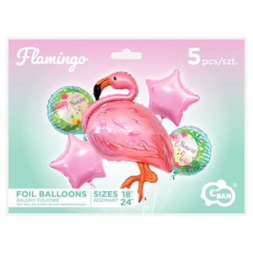 Animals Pink Flamingo Foil Balloon Set of 5