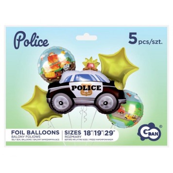 Police Beep foil balloon 5-piece set