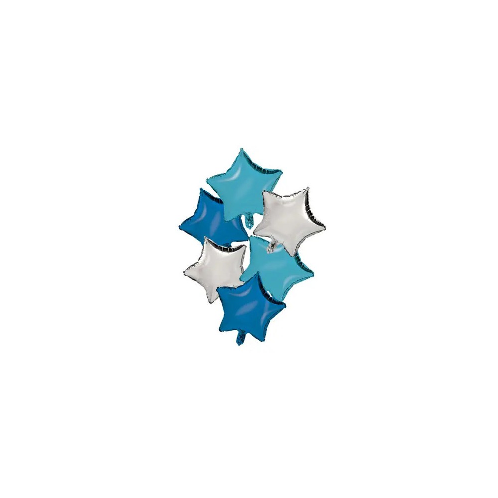 Colour Silver Blue Light Blue Star Star Foil Balloon Set of 6 Pieces 46 cm
