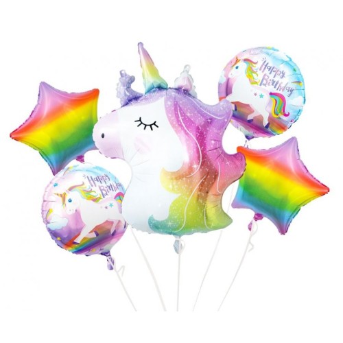 Unicorn Rainbow foil balloon 5-piece set
