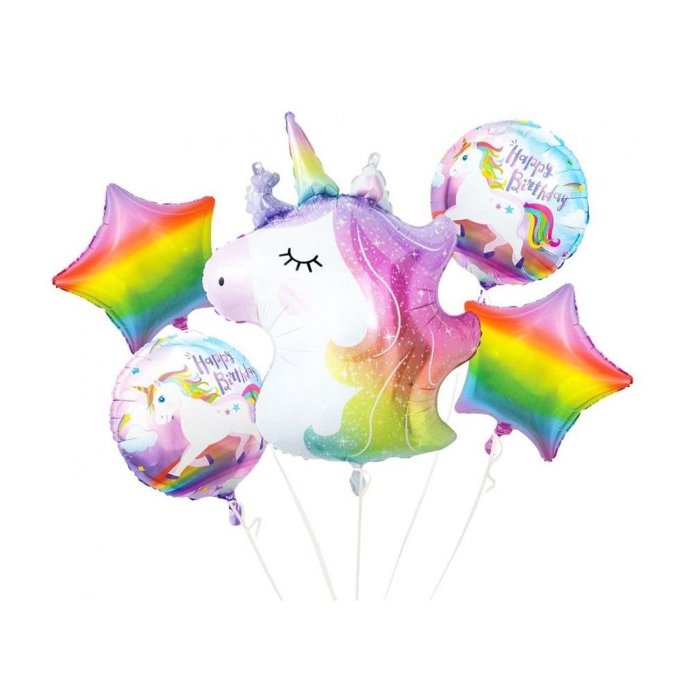 Unicorn Rainbow foil balloon 5-piece set