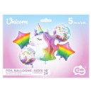 Unicorn Rainbow foil balloon 5-piece set