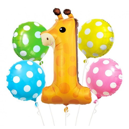 Animals Dots Giraffe Foil Balloon 5-piece Set