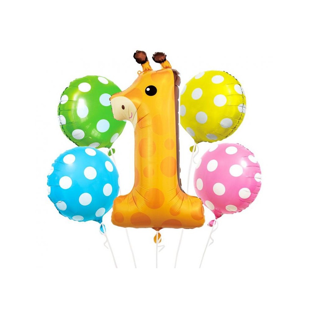 Animals Dots Giraffe Foil Balloon 5-piece Set