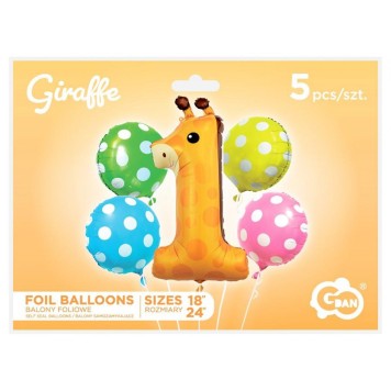 Animals Dots Giraffe Foil Balloon 5-piece Set