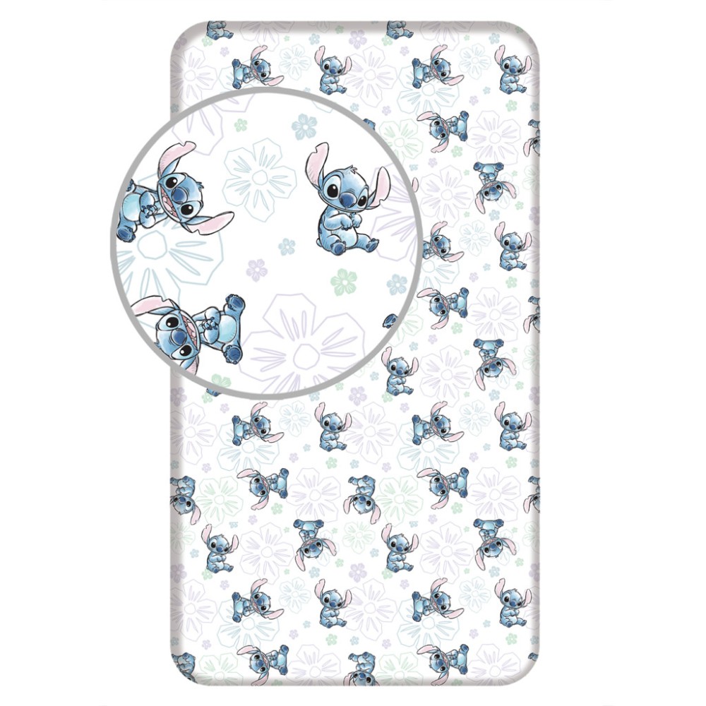 Disney Lilo and Stitch Ohana White Fitted sheet 90x200 cm