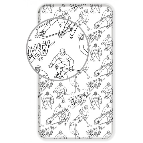 Hockey White fitted sheet 90x200 cm