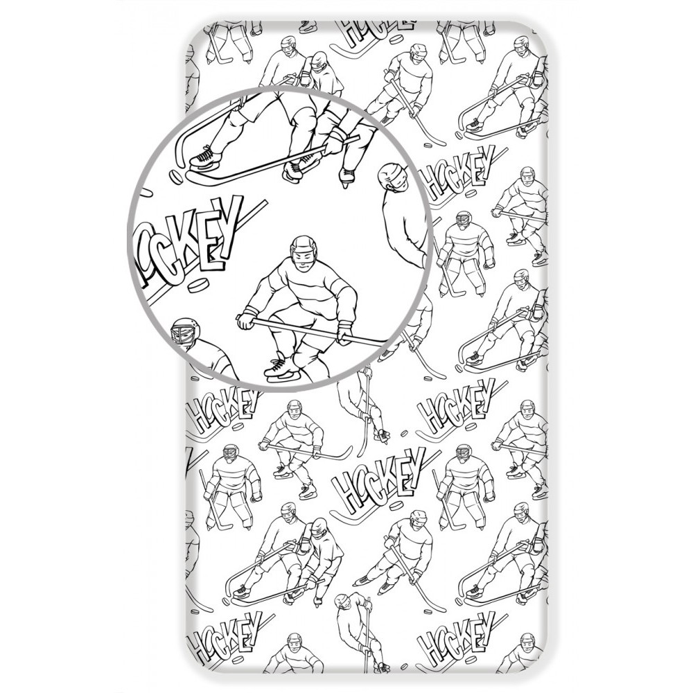 Hockey White fitted sheet 90x200 cm