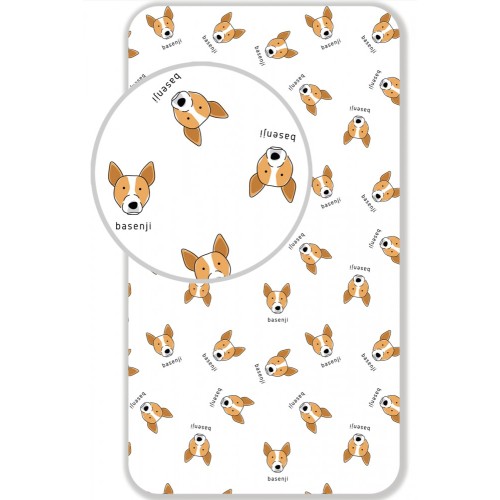 Dog Basenji fitted sheet 90x200 cm