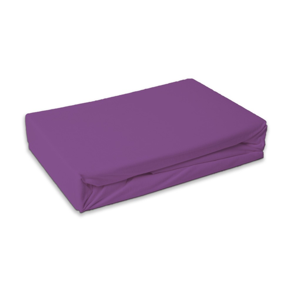 Colour Blackberry Purple terry fitted sheet 90x200 cm