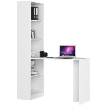 Bureau bibliothèque MIKA 5 étagères 125x50x180 cm Blanc