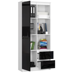 REGAŁ BIUROWY R 80 cm CLP R11 BIAŁY / CZARNY POŁYSK